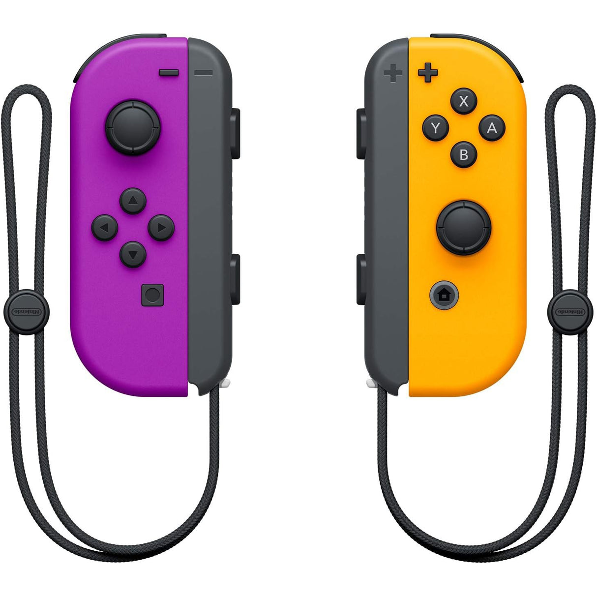Nintendo Switch Joy-Con Controller Pair - Neon Purple / Neon Orange - Fair - Discoloured & Cracked