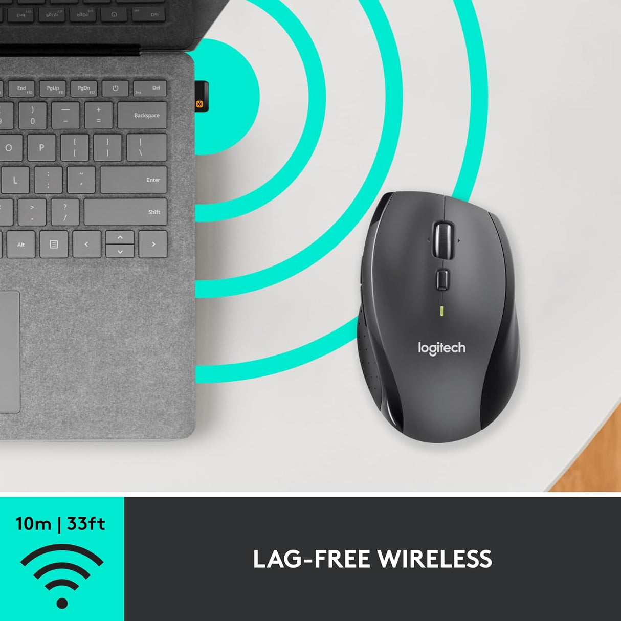 Logitech M705 Marathon Wireless Mouse - Black - Excellent