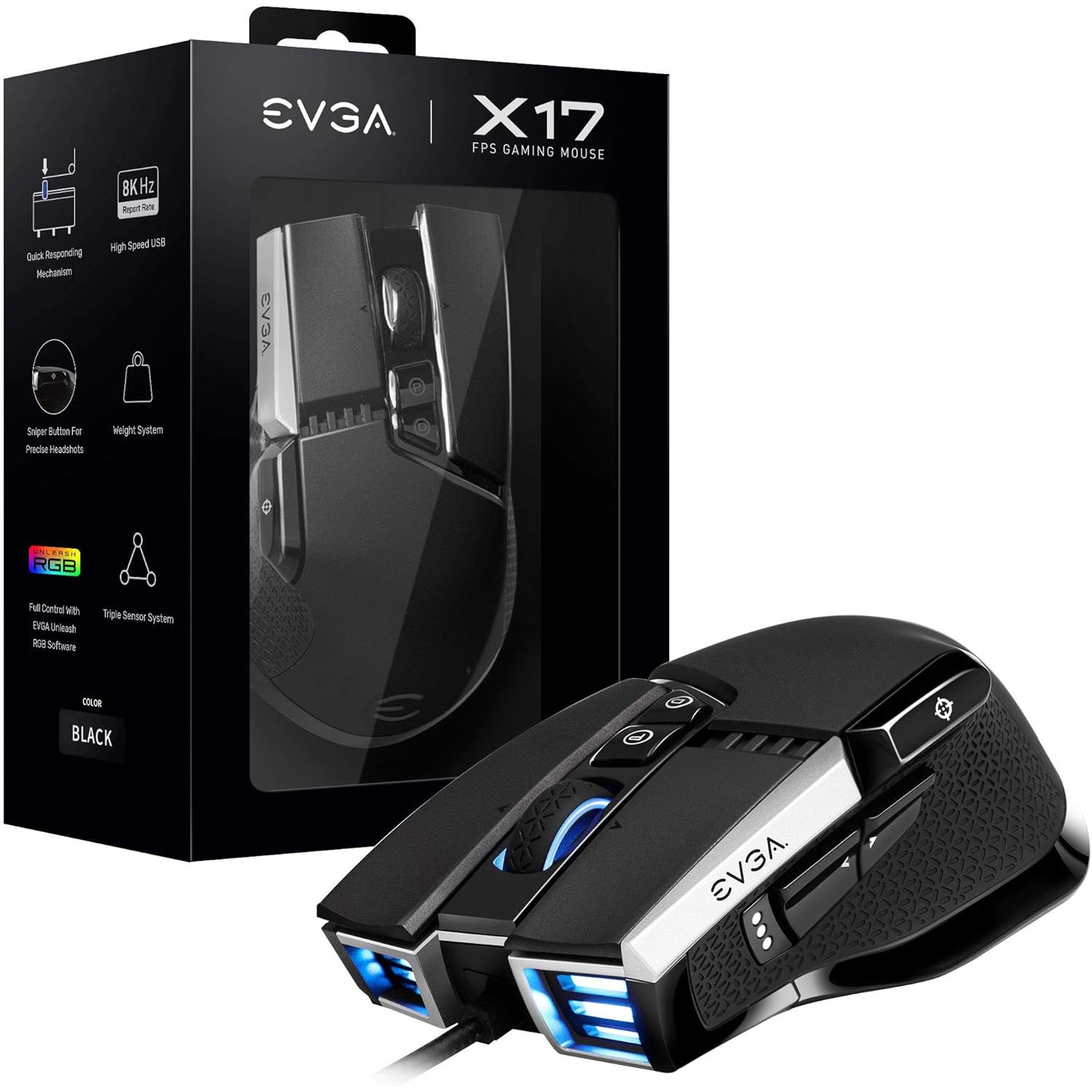 EVGA X17 FPS Wired Gaming Mouse - Black