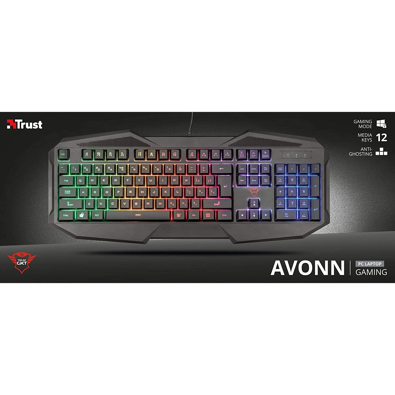 Trust Avonn GXT 830-RW Gaming Keyboard, Black - New