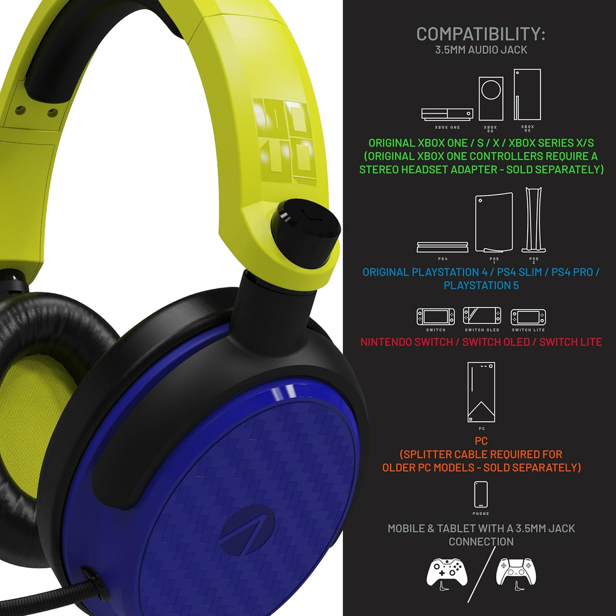 Stealth C6-100 LED Gaming Headset - Yellow / Blue - Excellent