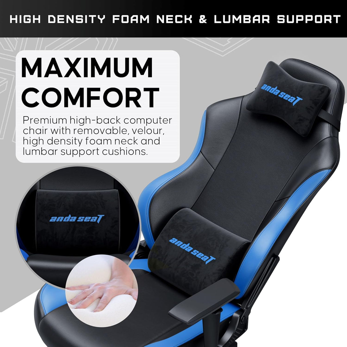Anda Seat Luna Premium Large Gaming Chair - Black / Blue - Excellent