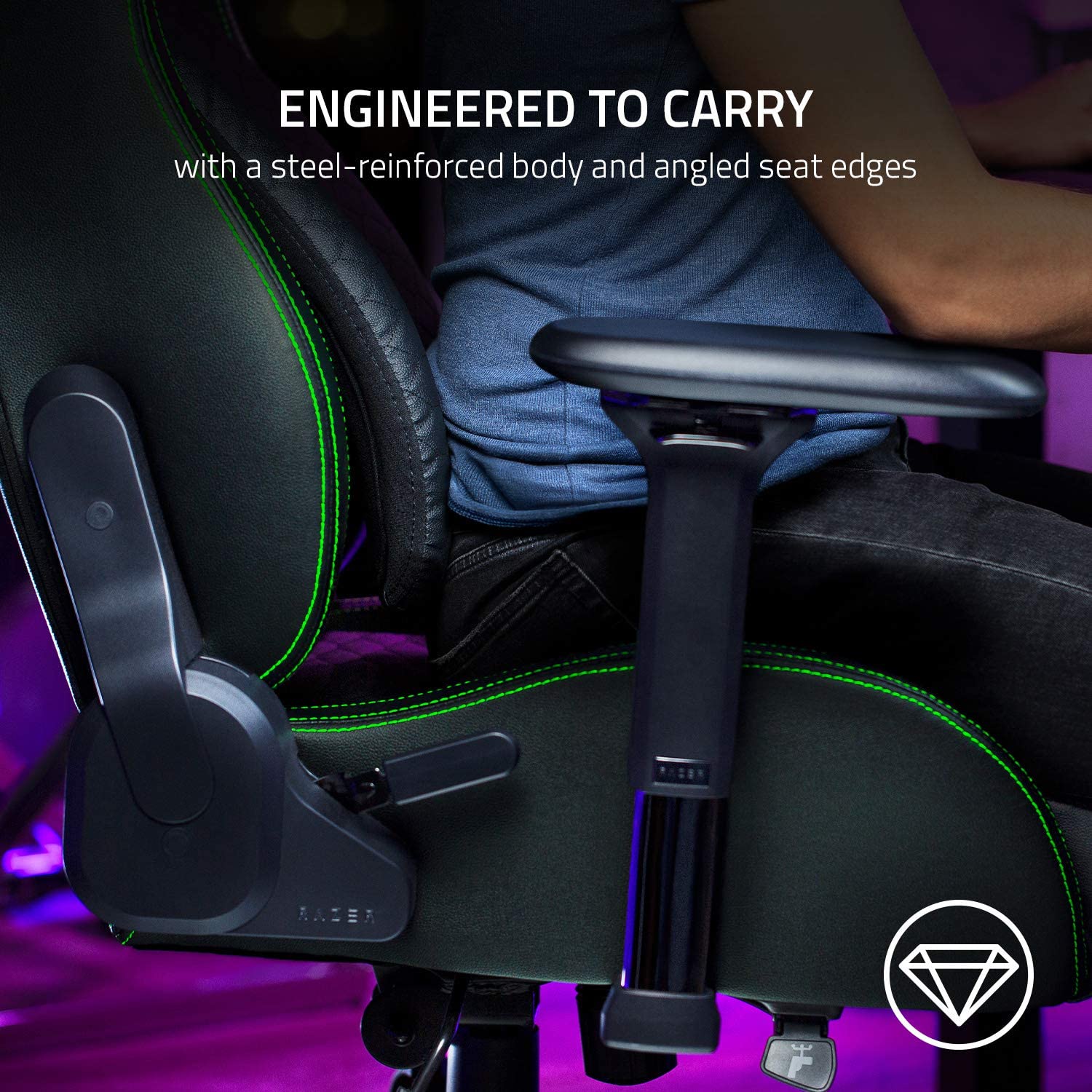 Razer Iskur Gaming Chair With Built-In Lumbar Support - Black