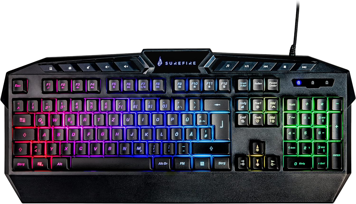 Surefire KingPin RGB Gaming Multimedia QWERTZ Keyboard - New
