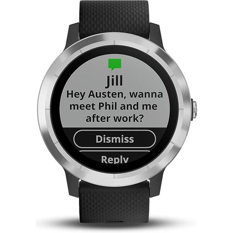 Garmin VivoActive 3 GPS Smartwatch - Black Stainless - Refurbished Excellent