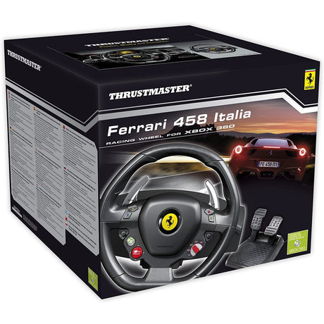 Thrustmaster Ferrari 458 Italia Racing Steering Wheel with Pedals For XBOX 360 - Black - Refurbished Excellent