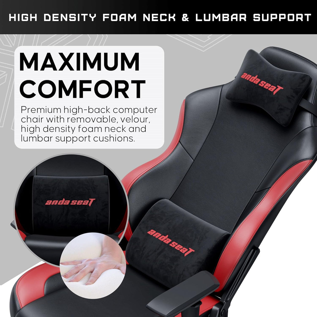 Anda Seat Luna Premium Large Gaming Chair - Black / Red - Excellent