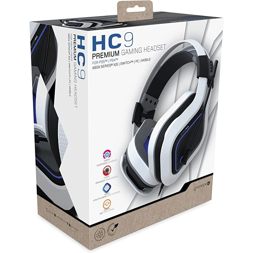 Gioteck HC9 PS5/PS4, Xbox Series X, Switch, PC Wired Headset - White