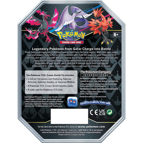 Pokemon Trading Card Game Crown Zenith Tin - Zapdos