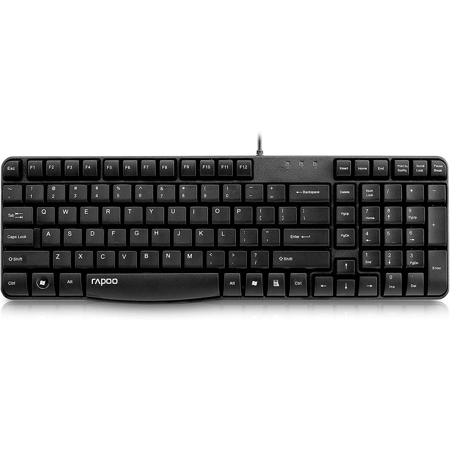 Rapoo N2400 Wired Spill-Resistant Keyboard, Black - Refurbished Good