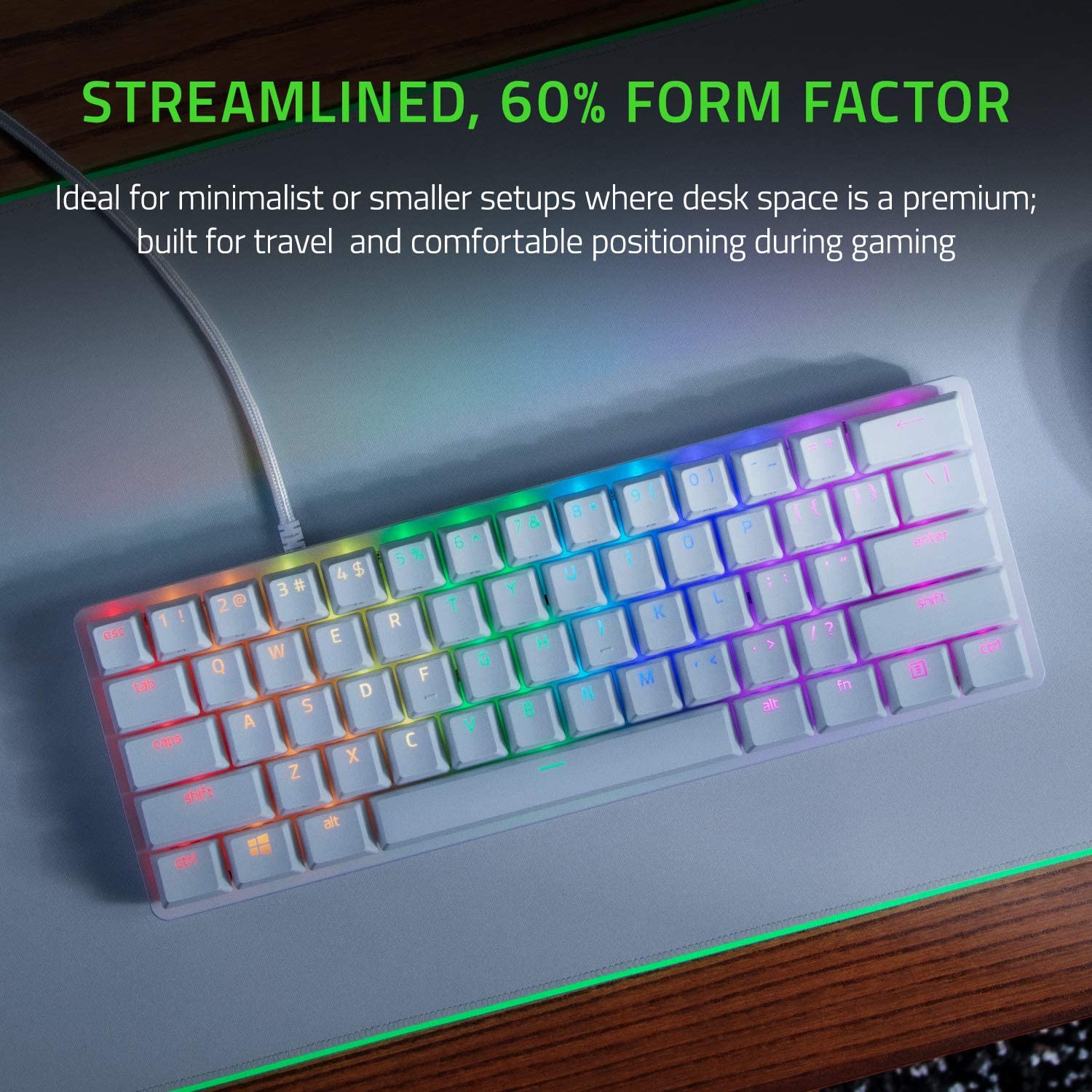 Razer Huntsman Mini 60% Gaming Keyboard - Mercury White - Refurbished Pristine