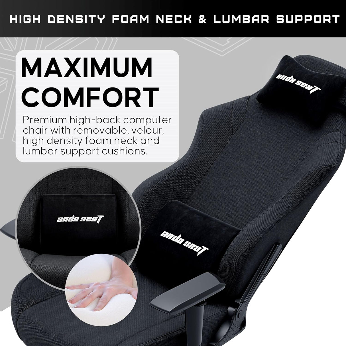 Anda Seat Luna Premium Large Gaming Chair - Black Fabric - Excellent