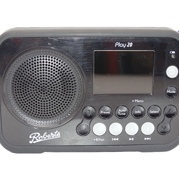 Roberts Play 20 DAB/DAB+/FM Bluetooth Portable Digital Radio, Black - Refurbished Good - HEAVILY SCRATCHED & STAINED