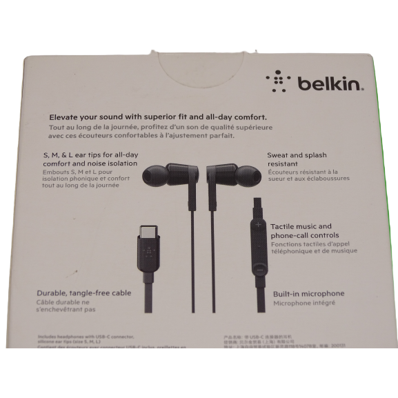 Belkin Rockstar In-Ear Headphones with USB Type-C Connector - Black