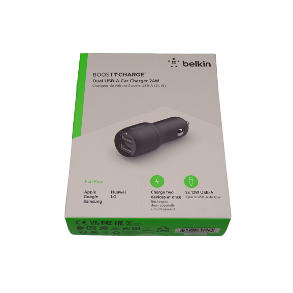 Belkin Dual USB-A Car Charger 24W - Black