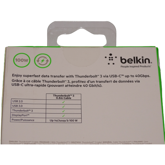 Belkin Thunderbolt 3 Cable - 0.8 m - Black