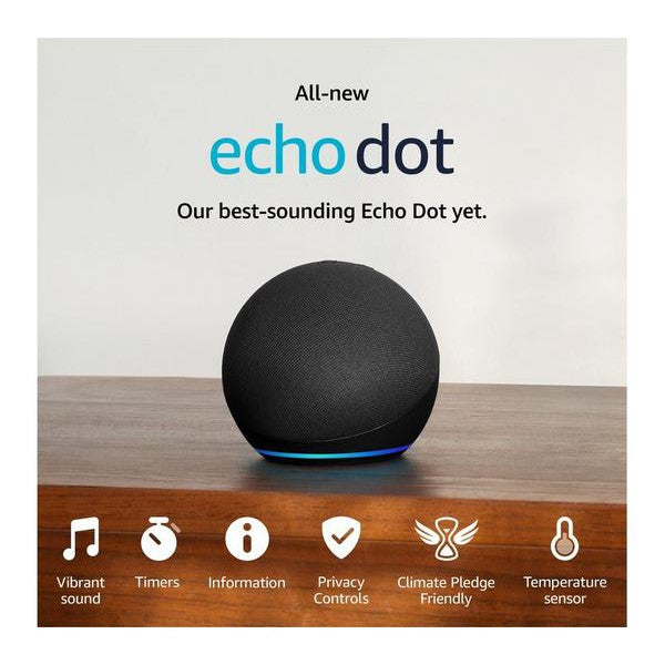 Amazon Echo Dot 5th Gen Smart Speaker With Alexa - Charcoal