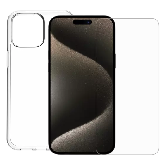 Minute One Premium Clear Case & Screen Protector For Apple iPhone 15 Pro Max - New