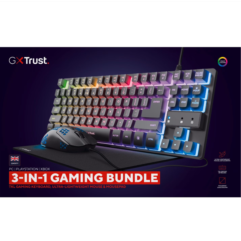 Trust 3-in-1 PC Gaming Bundle - Black - Pristine