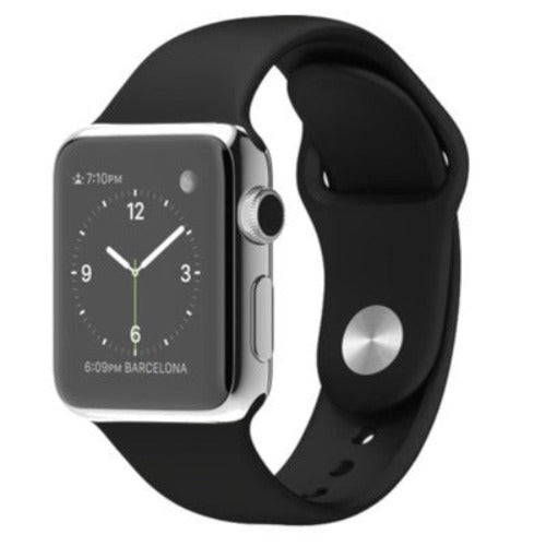 Refurbished Apple Watch Series 3 42mm GPS - Silver Aluminium - Black Straps - Fair - Heavily Cracked