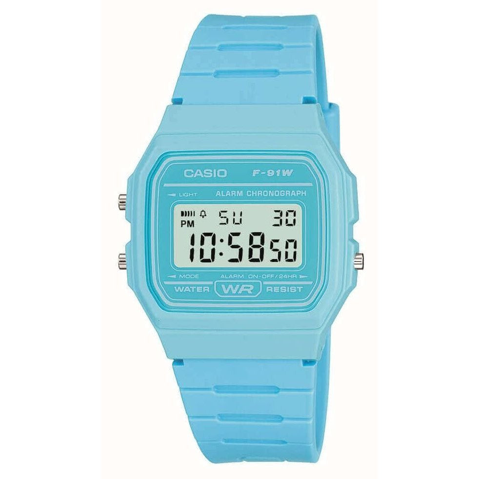 Casio F-91WC-2AEF Digital Dial Light Blue Resin Watch