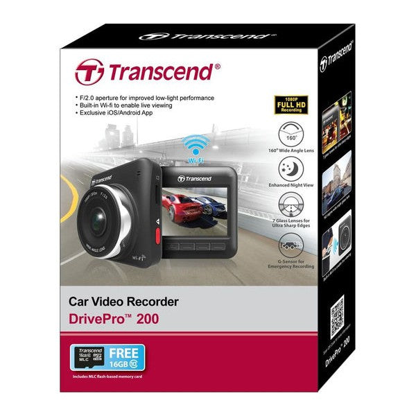 Transcend TS16GDP200 DrivePro 200M Dash Cam - Black