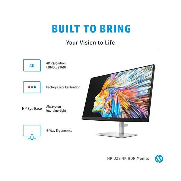 Refurbished HP U28 4K Ultra HD 28" IPS LCD Monitor - Black & Silver - Pristine