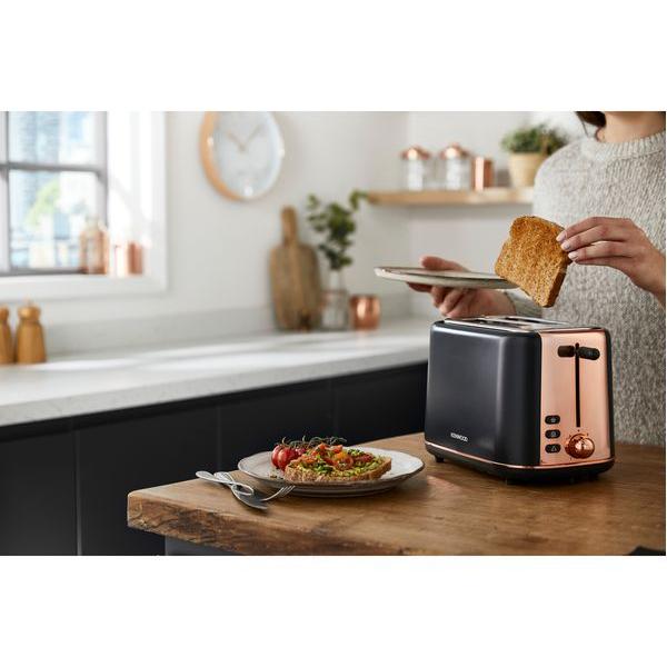 Kenwood Abbey Lux TCP05.C0DG 2-Slice Toaster - Dark Grey & Rose Gold