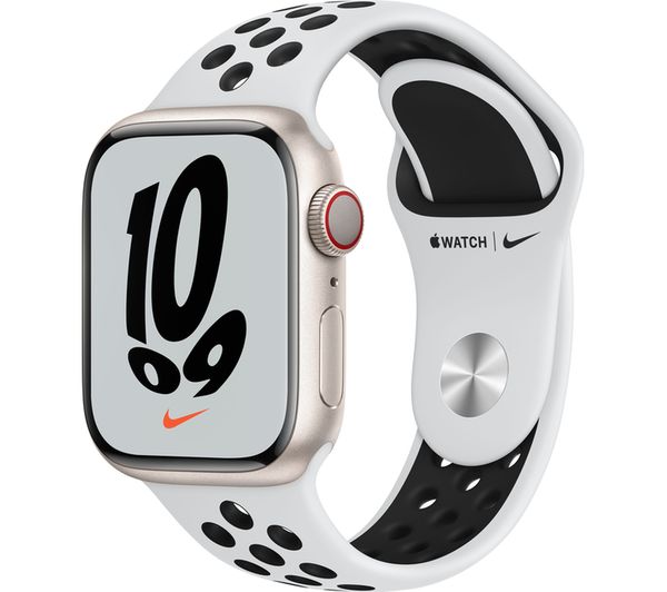 Apple Watch Series 7 41mm GPS + Cellular Starlight Aluminium with Pure Platinum & Black Nike Sport Band