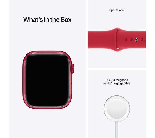 Apple Watch Series 7 GPS + Cellular - Red Aluminium - Red Sport Band - 45mm - New