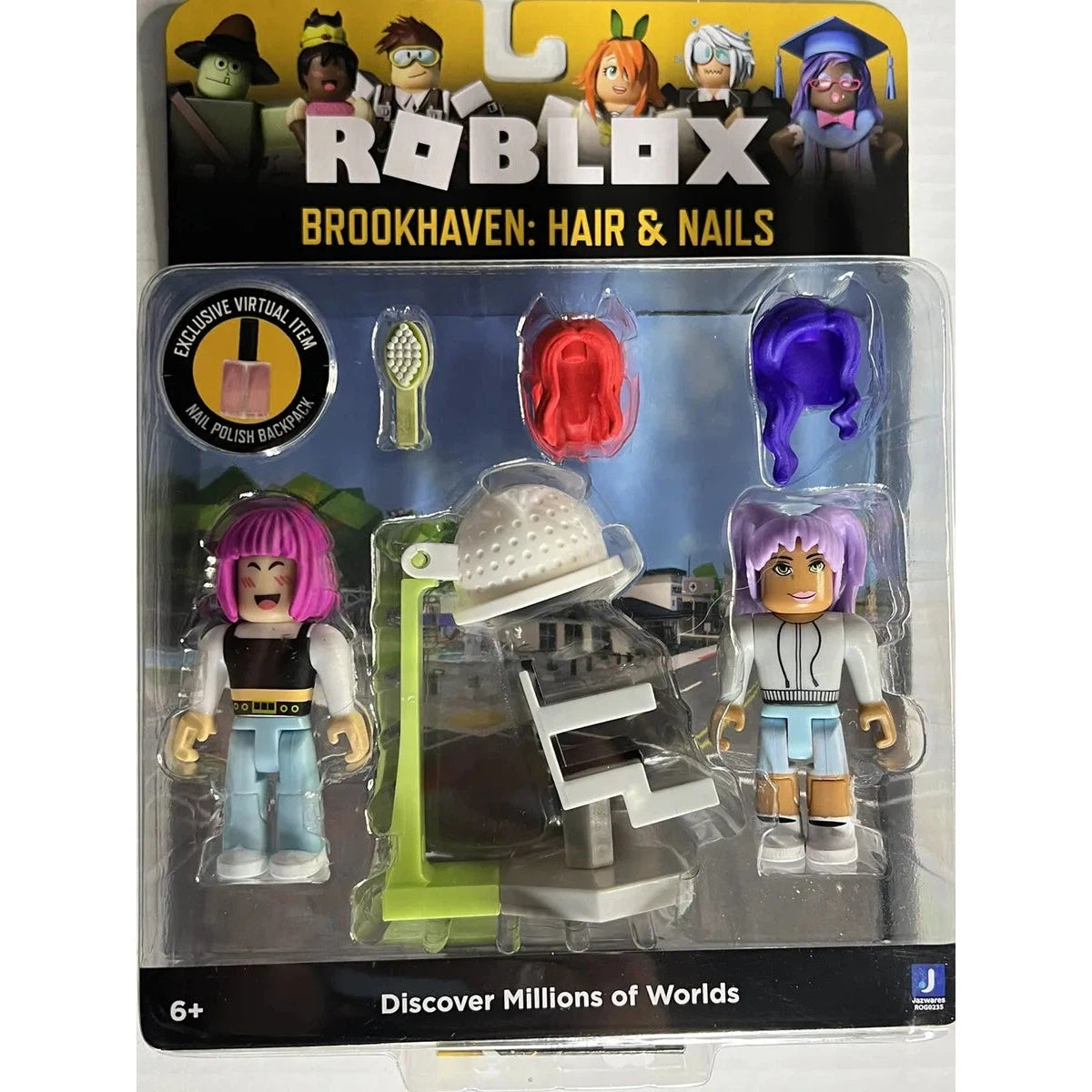 Roblox Collection Brookhaven Hair & Nails 3 Action Figures w