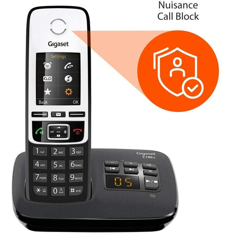Gigaset C190A Premium Cordless Home Phone with Answer Machine and Call Block - Single - Refurbished Good