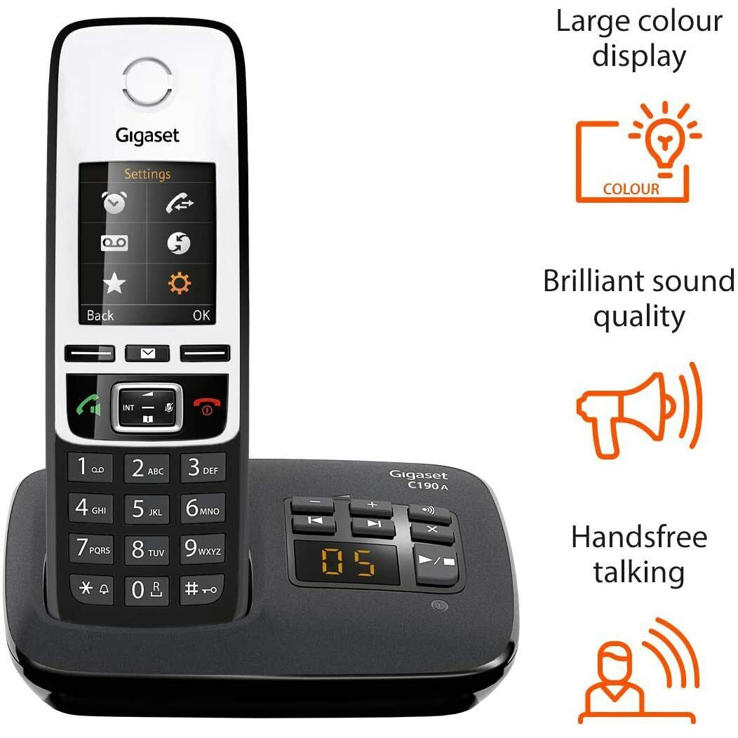 Gigaset C190A Premium Cordless Home Phone with Answer Machine and Call Block - Single - Refurbished Pristine
