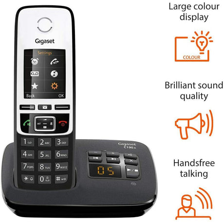Gigaset C190A Premium Cordless Home Phone with Answer Machine and Call Block - Single - Refurbished Pristine
