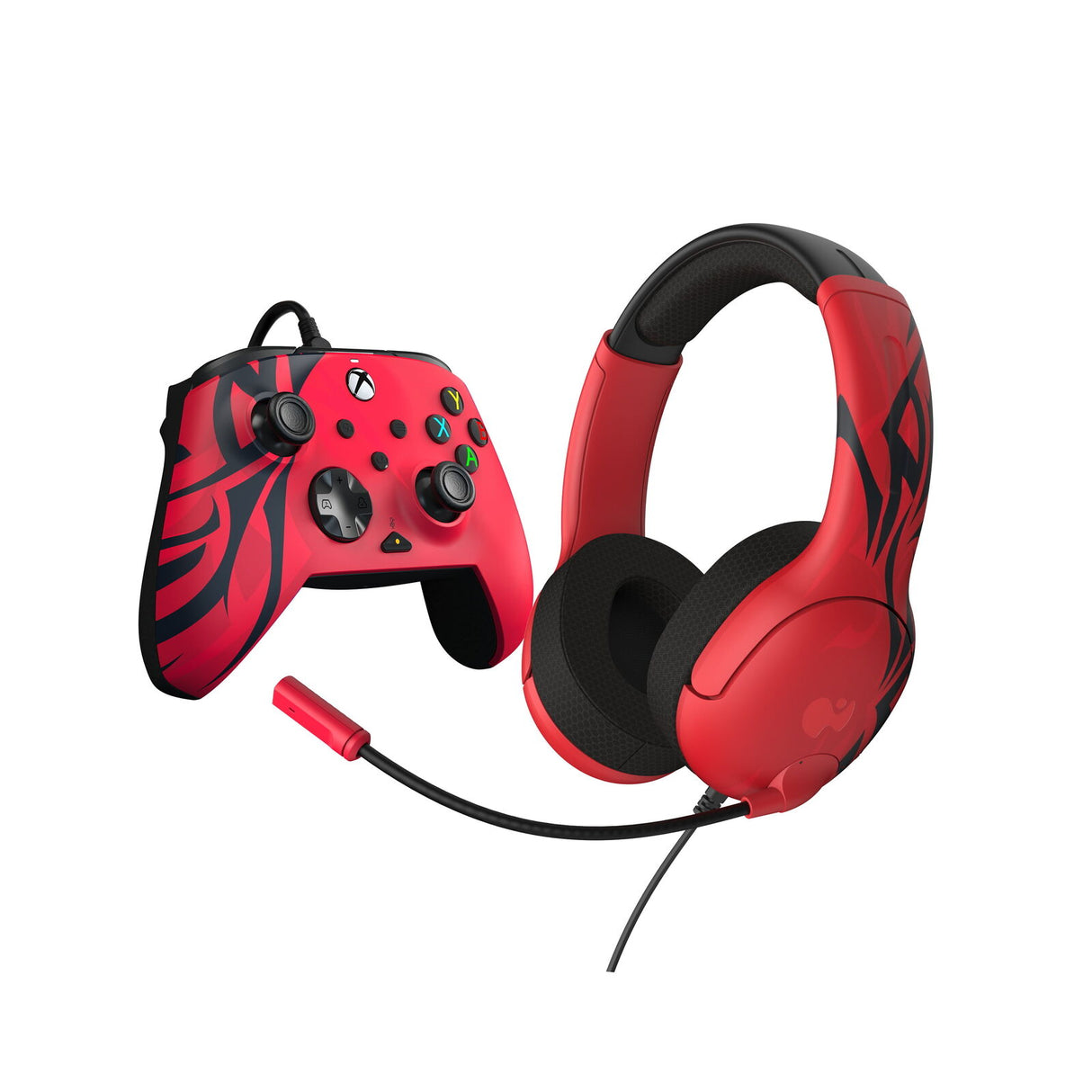 PDP Rematch Wired Controller and Airlite Wired Headset Bundle - Spirit Red