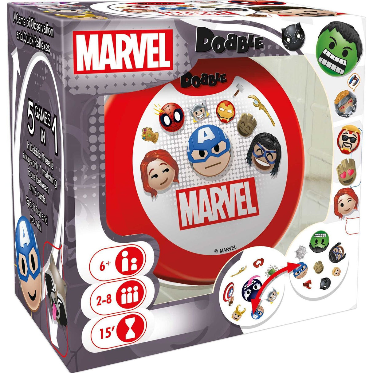 Dobble Marvel Emoji Card Game