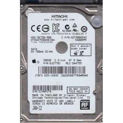 Hitachi HTS547550A9E384 500GB SATA 2.5" Internal Hard Drive