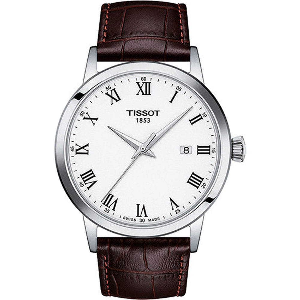 Tissot Men's Classic Dream Date Leather Strap Watch - Brown/Silver