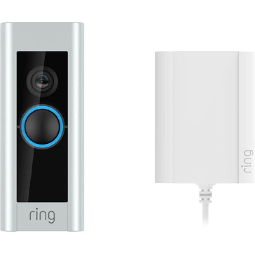 Ring Smart Video Doorbell Pro with Built-in Wi-Fi & Camera plus Plug-in Adapter - Refurbished Excellent