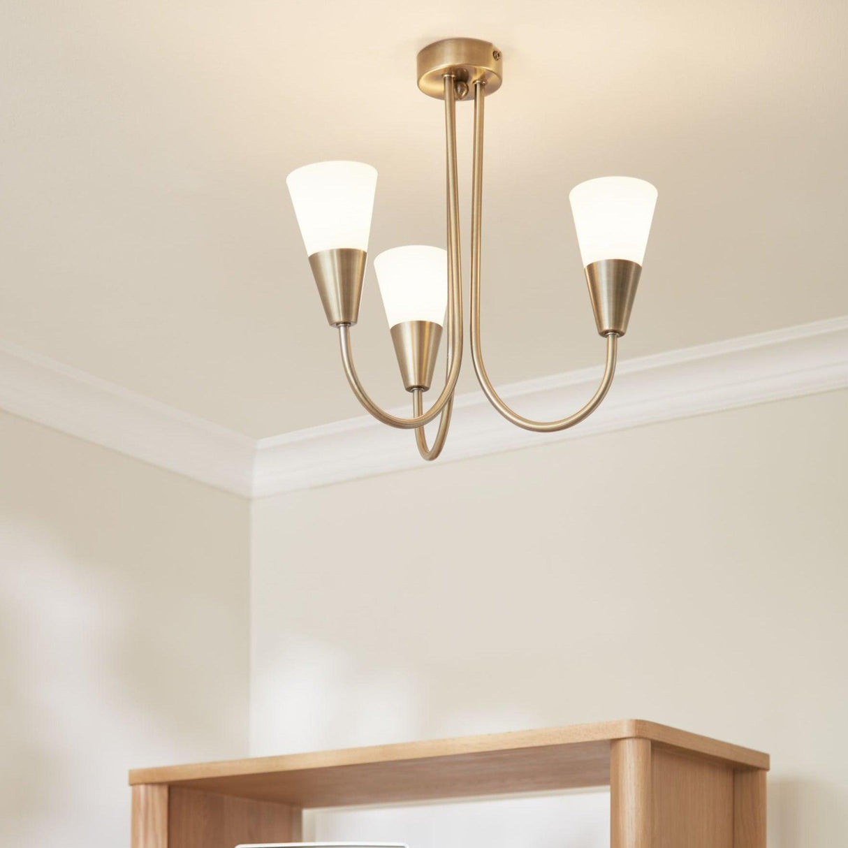 John Lewis & Partners Lulu 3 Arm Ceiling Light, Antique Brass