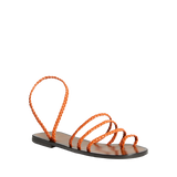 John Lewis Lawna Plaited Woven Strappy Flat Sandals, Orange ( Size 4.5 )