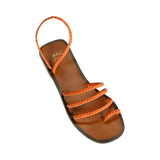 John Lewis Lawna Plaited Woven Strappy Flat Sandals, Orange ( Size 4.5 )