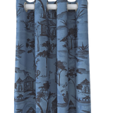 John Lewis & Partners Pagoda Pair Lined Eyelet Curtains, Blue (W228cm x Drop 182cm)