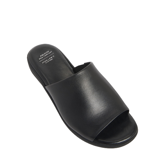 John Lewis Kathy Leather Wedge Heel Slider Sandals, Black ( Size 4 )