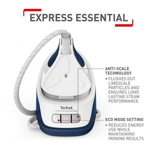 TEFAL Express Essential SV6116 Steam Generator Iron - White & Blue