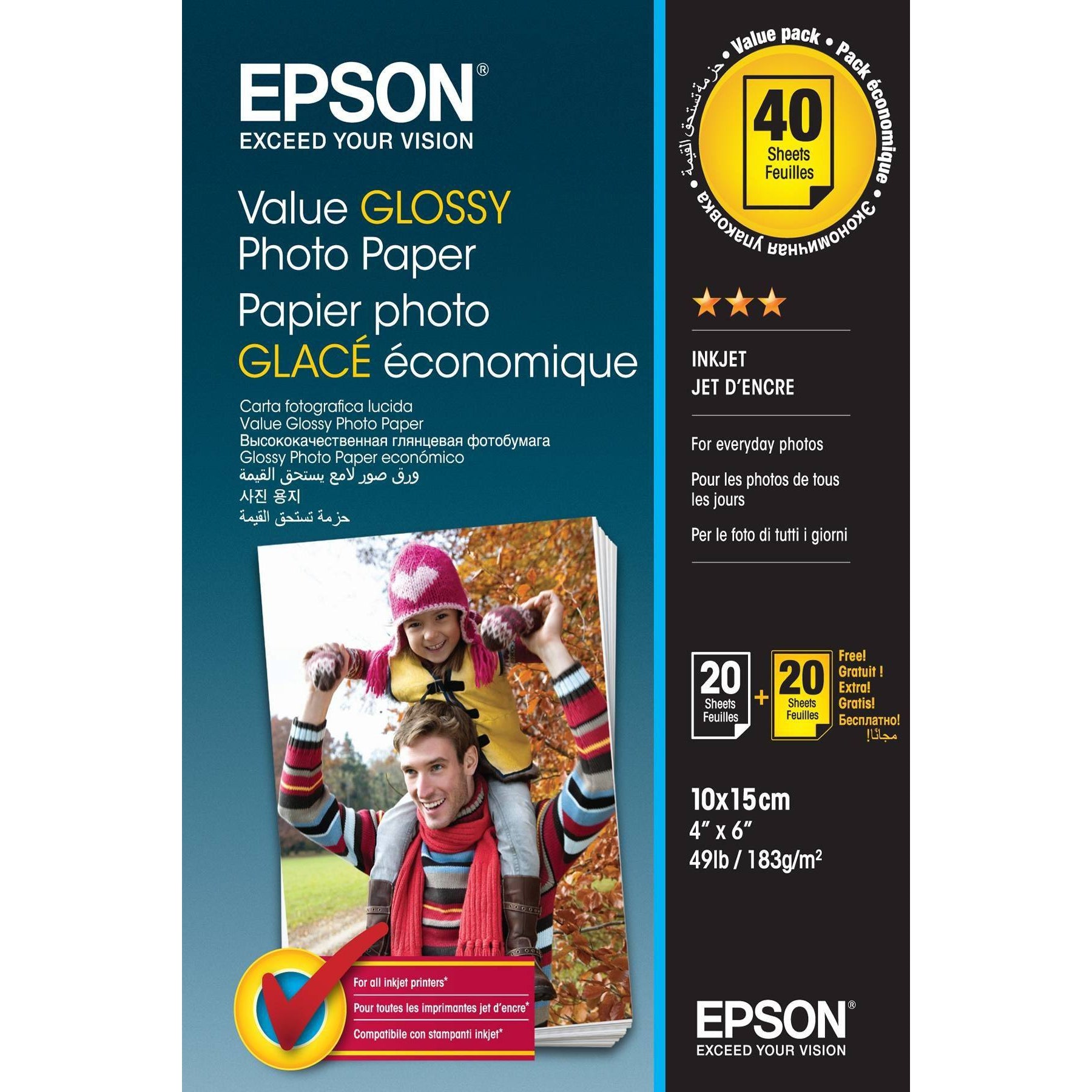 Epson 10x15cm Gloss Photo Paper (40 Sheets)