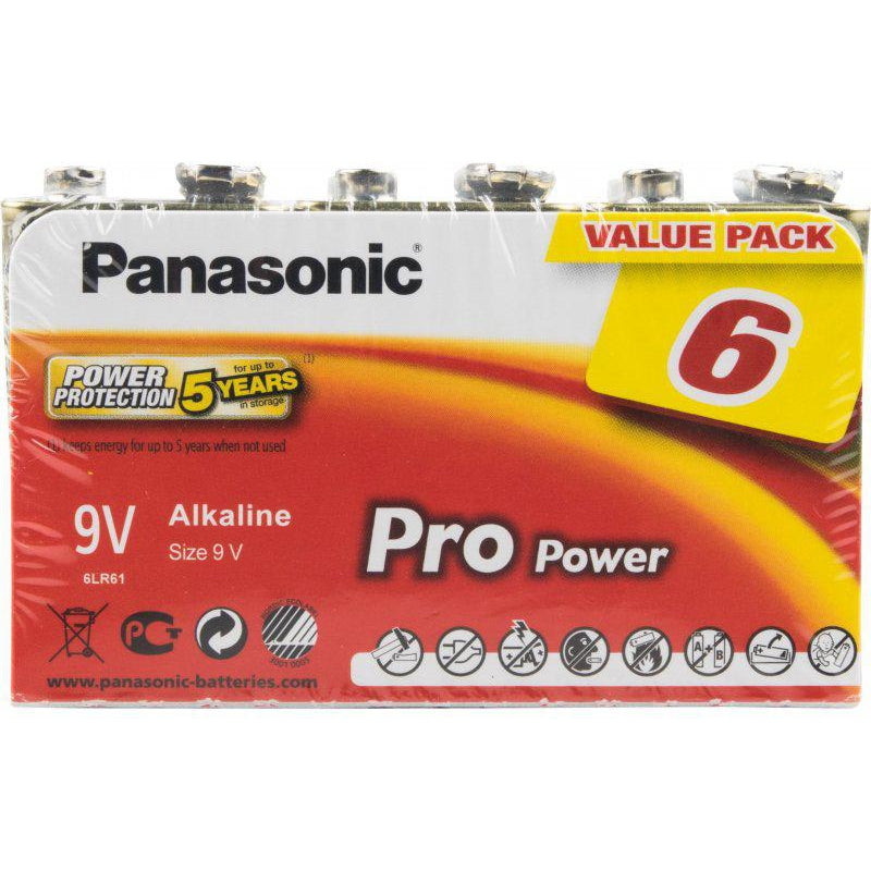 Panasonic Pro Power 9V Battery 6LR61PPG/6BB - 6PK