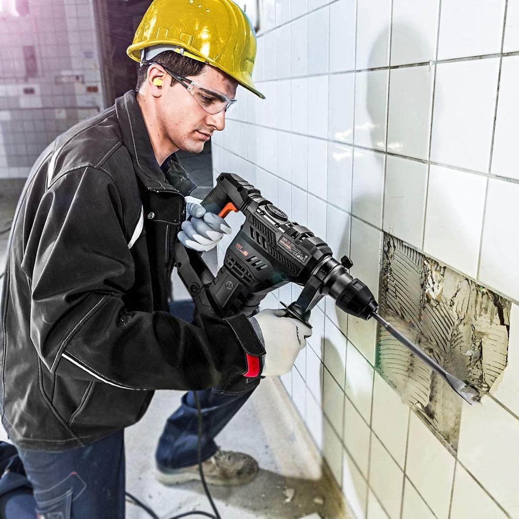 Tacklife TRH01A 1-1/4 Inch SDS-Plus 12.3 Amp Rotary Hammer Drill, 4350BPM, 900RPM, 4 Functions