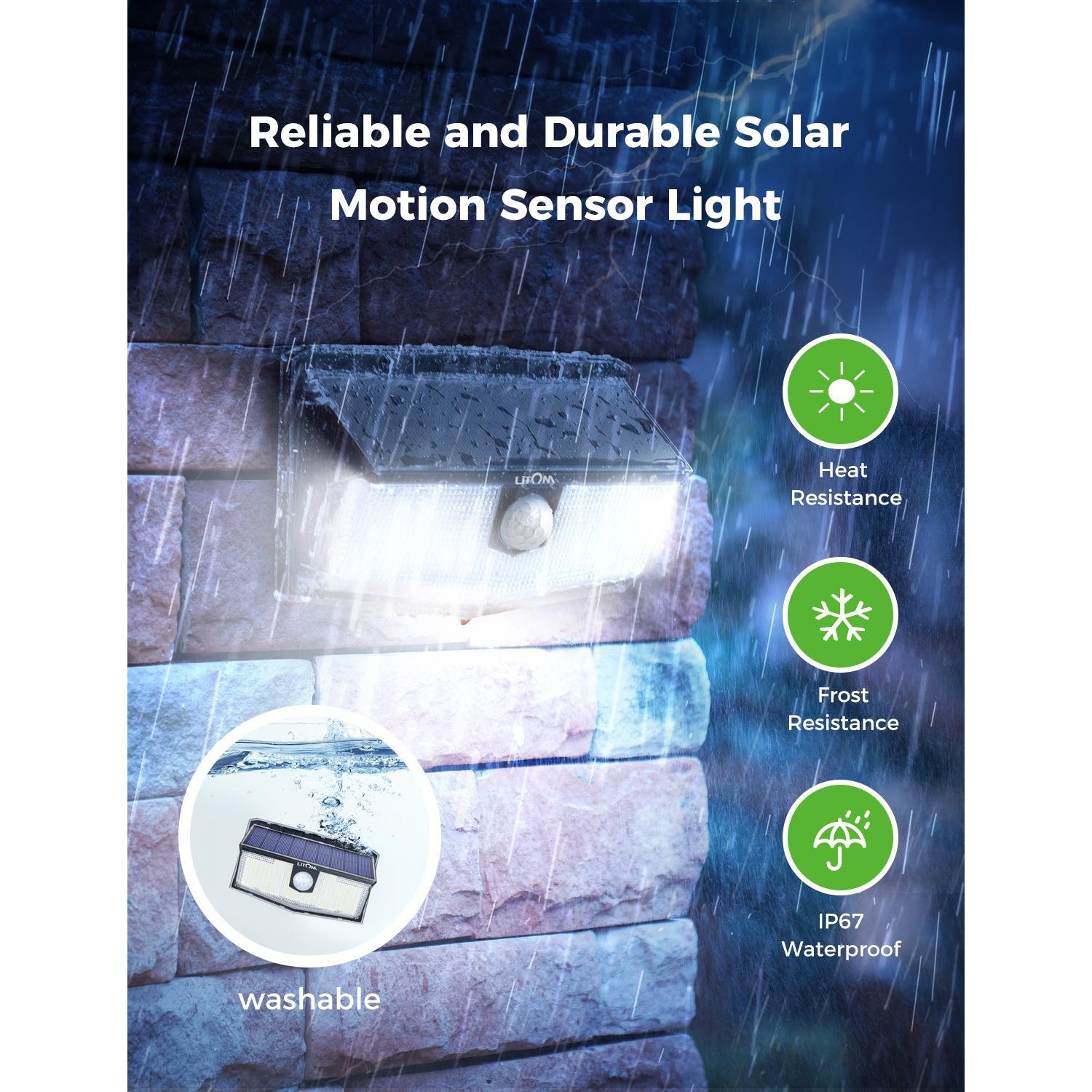 2 Pcs Litom 300 LED Solar Motion Sensor Light