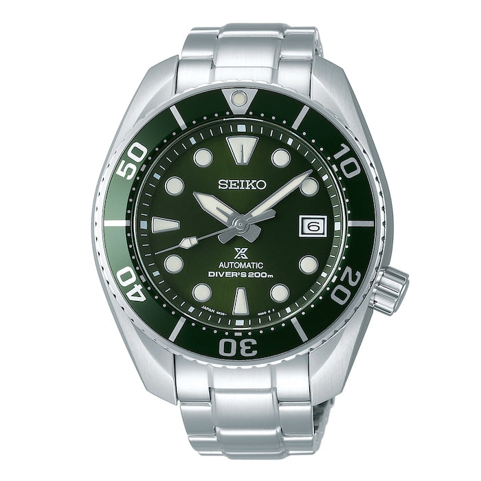 Seiko Men's SPB103J1 Prospex Divers Automatic Date Bracelet Strap Watch, Silver/Green